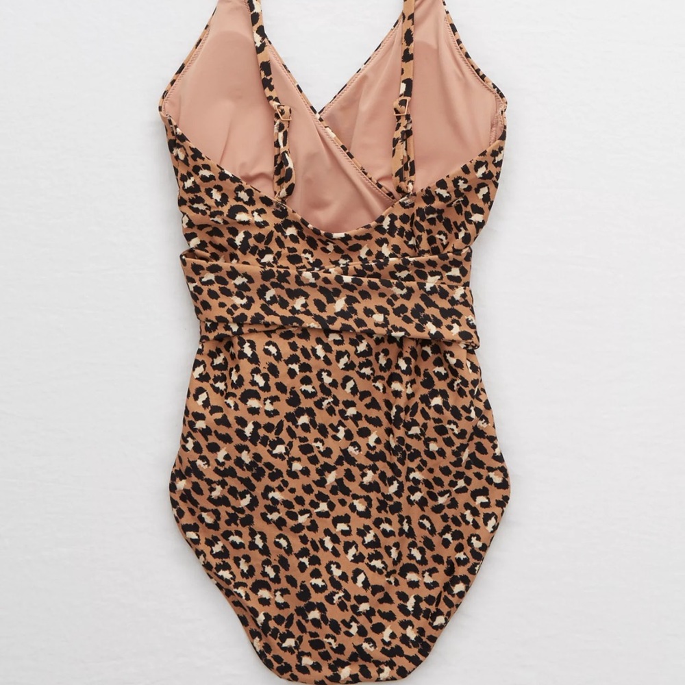 NWT Aerie Leopard Full Coverage Wrap One Piece Swimsuit XL Long Med and Large - Picture 4 of 12